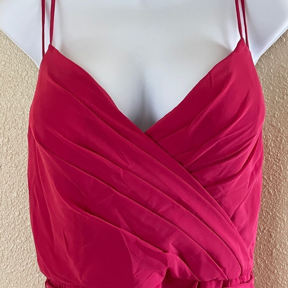 Morilee By Madeline Gardner Maxi Strappy Formal Dress Bridesmaid Berry Pink 12 - Picture 3 of 16